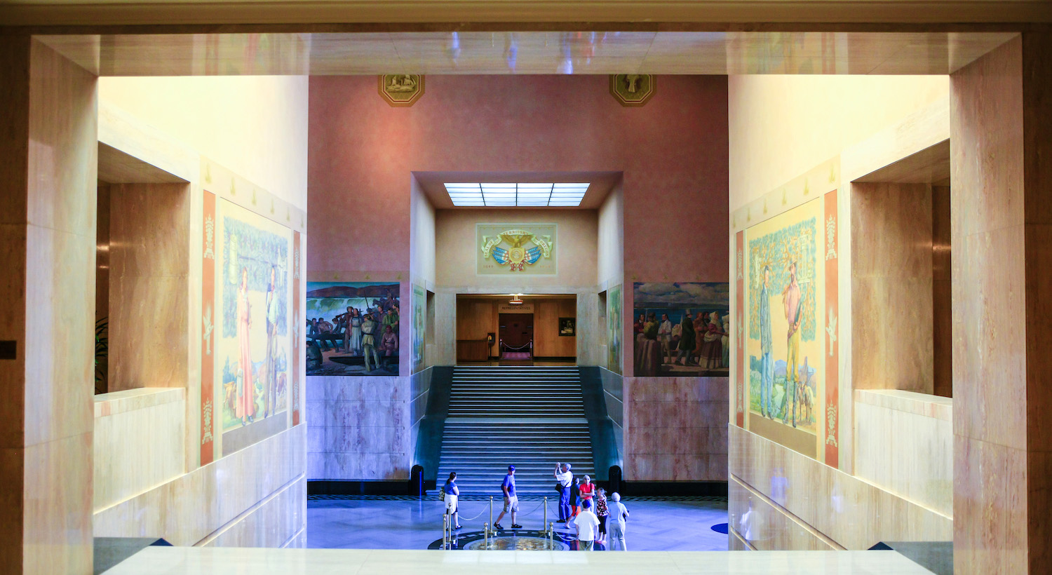 A view into the atrium under the rotunda at the Oregon State Capitol.