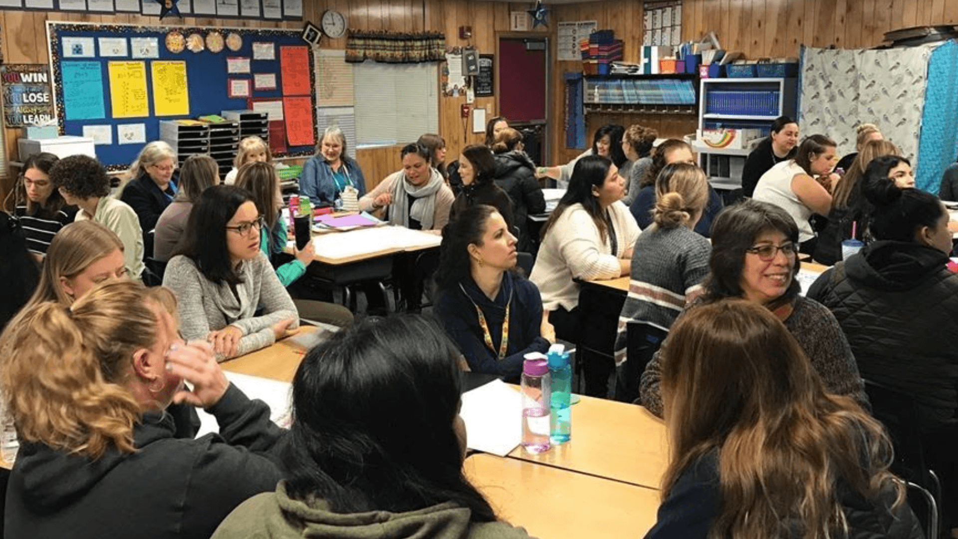 Families participate in an SIA community engagement session in Forest Grove. (Courtesy of Forest Grove School District.)