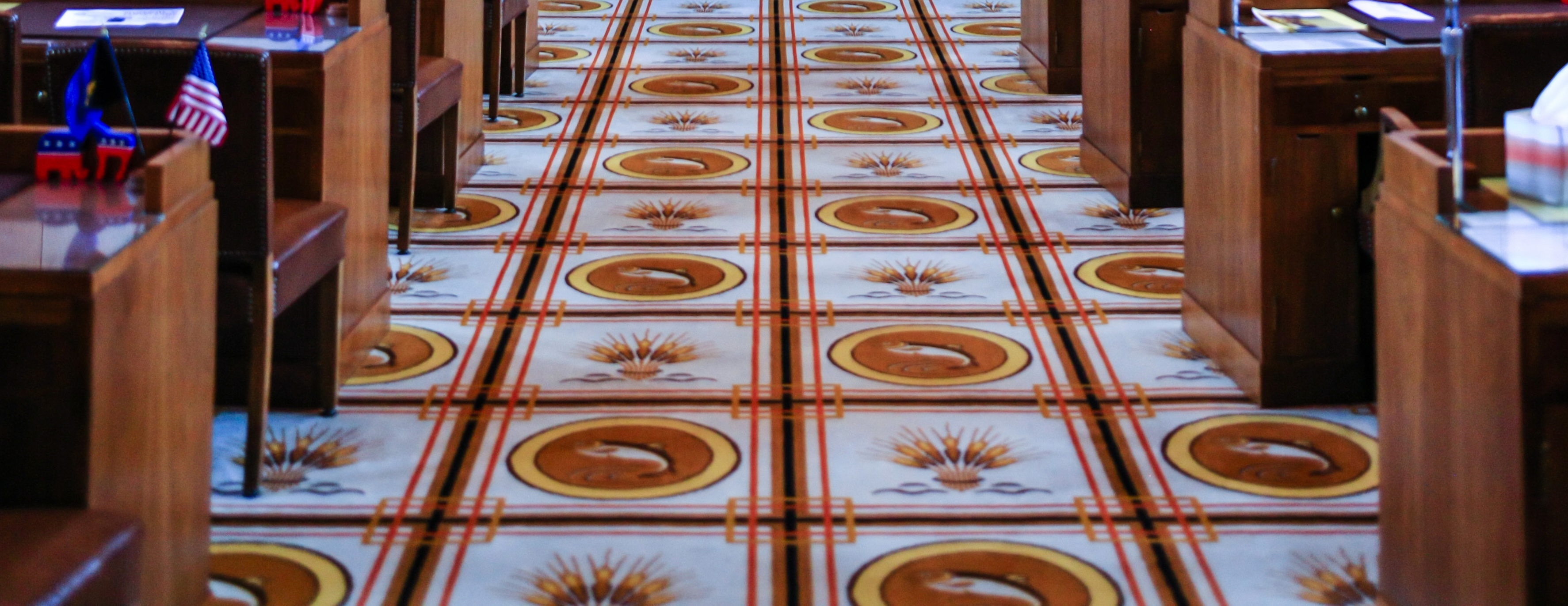 The Senate chamber at the Oregon State Capitol in Salem.